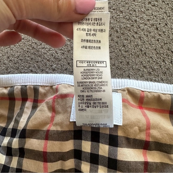 Burberry Kids Checkered Bib with White Trim - Picture 4 of 6